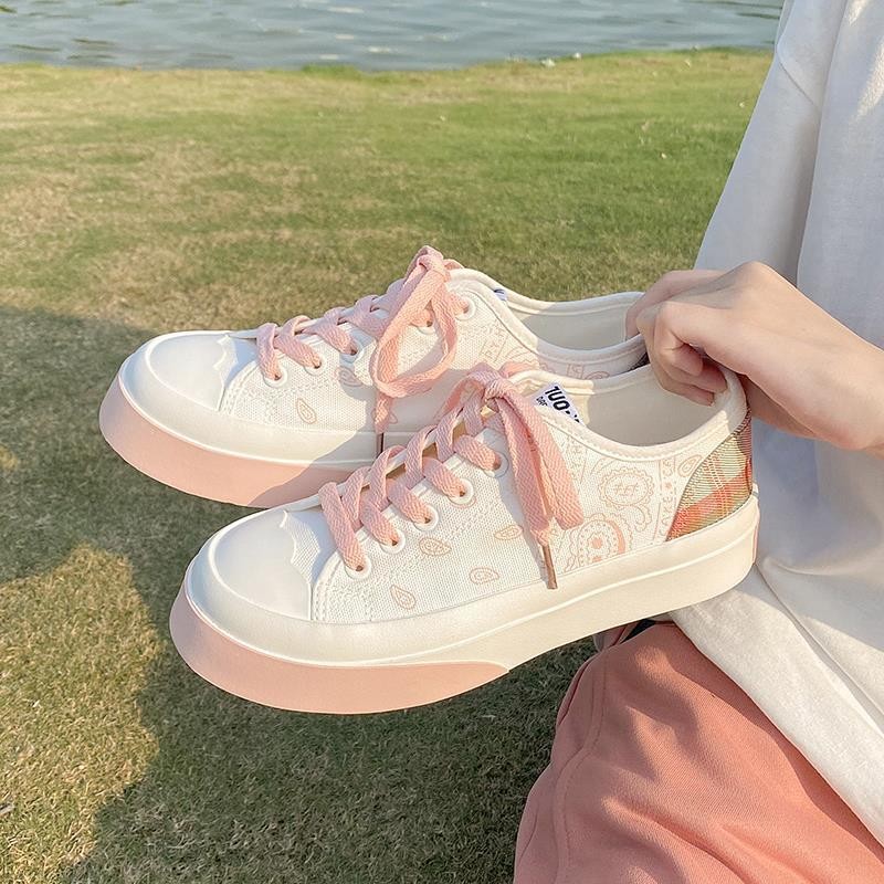 bandana shoes summer 2022 fashion patchwork plaid women casual espadrilles students daily wear lace up canvas sneakers