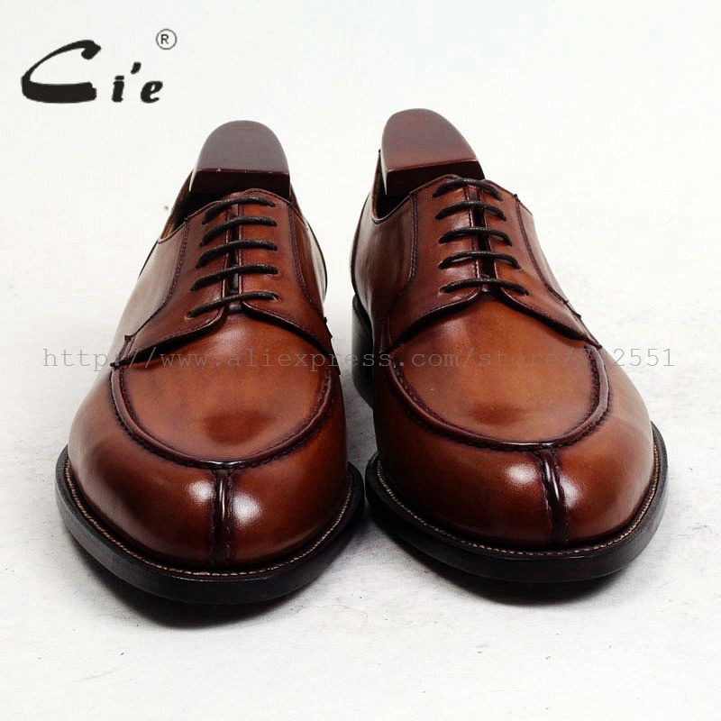 Cie-Men's Genuine Calfskin Leather Outsole Handmade Breathable Leather Brown Goodyear D143 Free Shipping