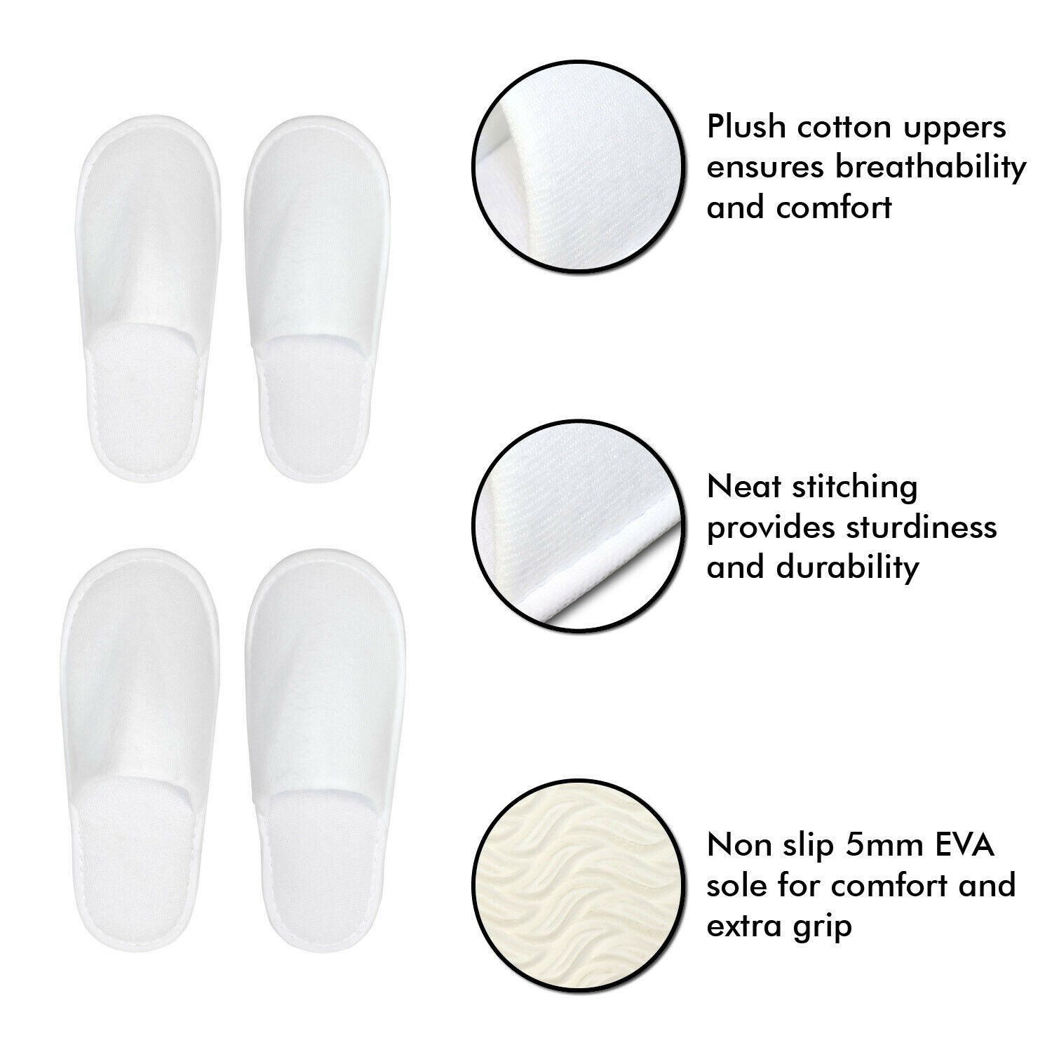 30 Pairs of Disposable Slippers, Soft Touch A+ Quality Closed Toe, Suitable for Hotel, Spa Guests, Travel Men and Women (White)