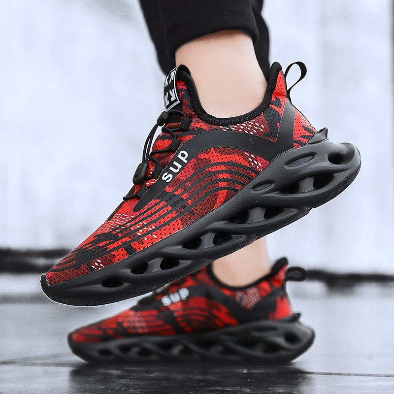 Men's Running Shoes Breathable Fashion Mixed Color Camouflage Sneakers Air Mesh Increase Shock Absorption Casual Sneakers