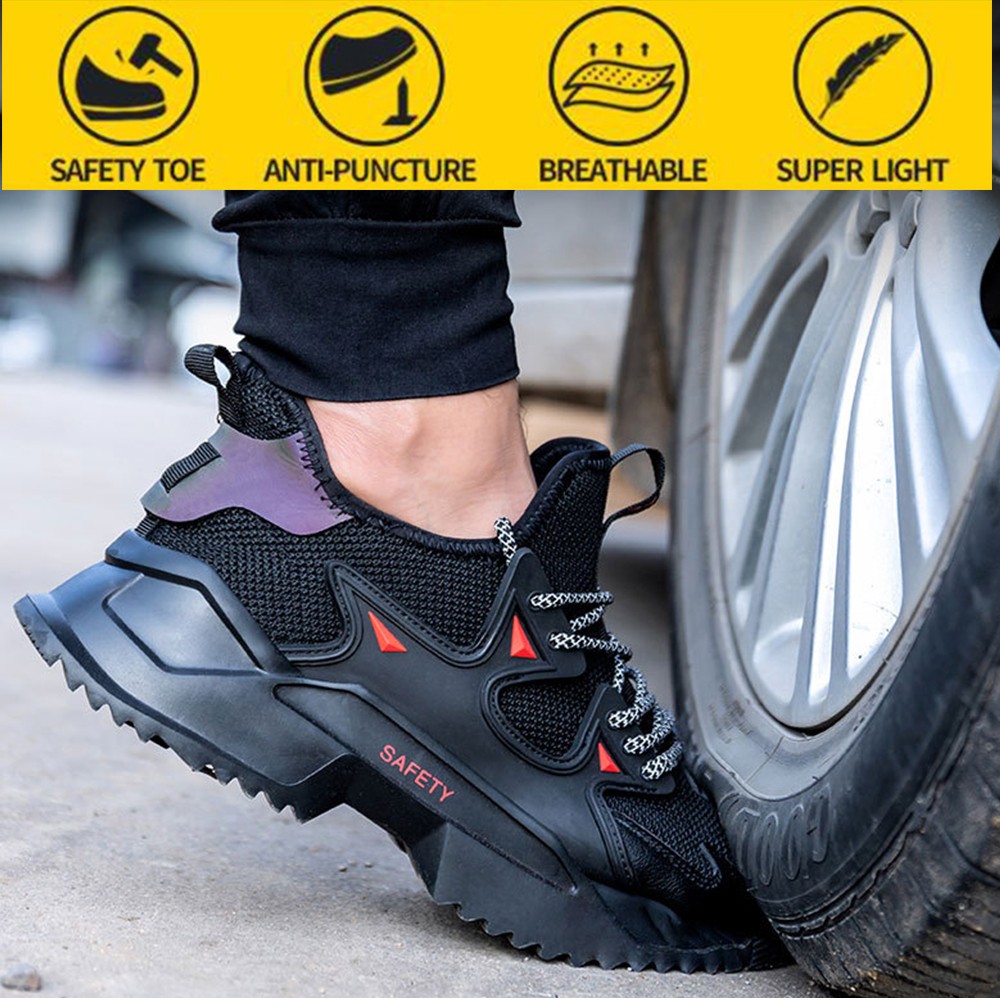 Safety shoes men's breathable anti-smashing anti-puncture safety shoes work shoes new all seasons indestructible shoes