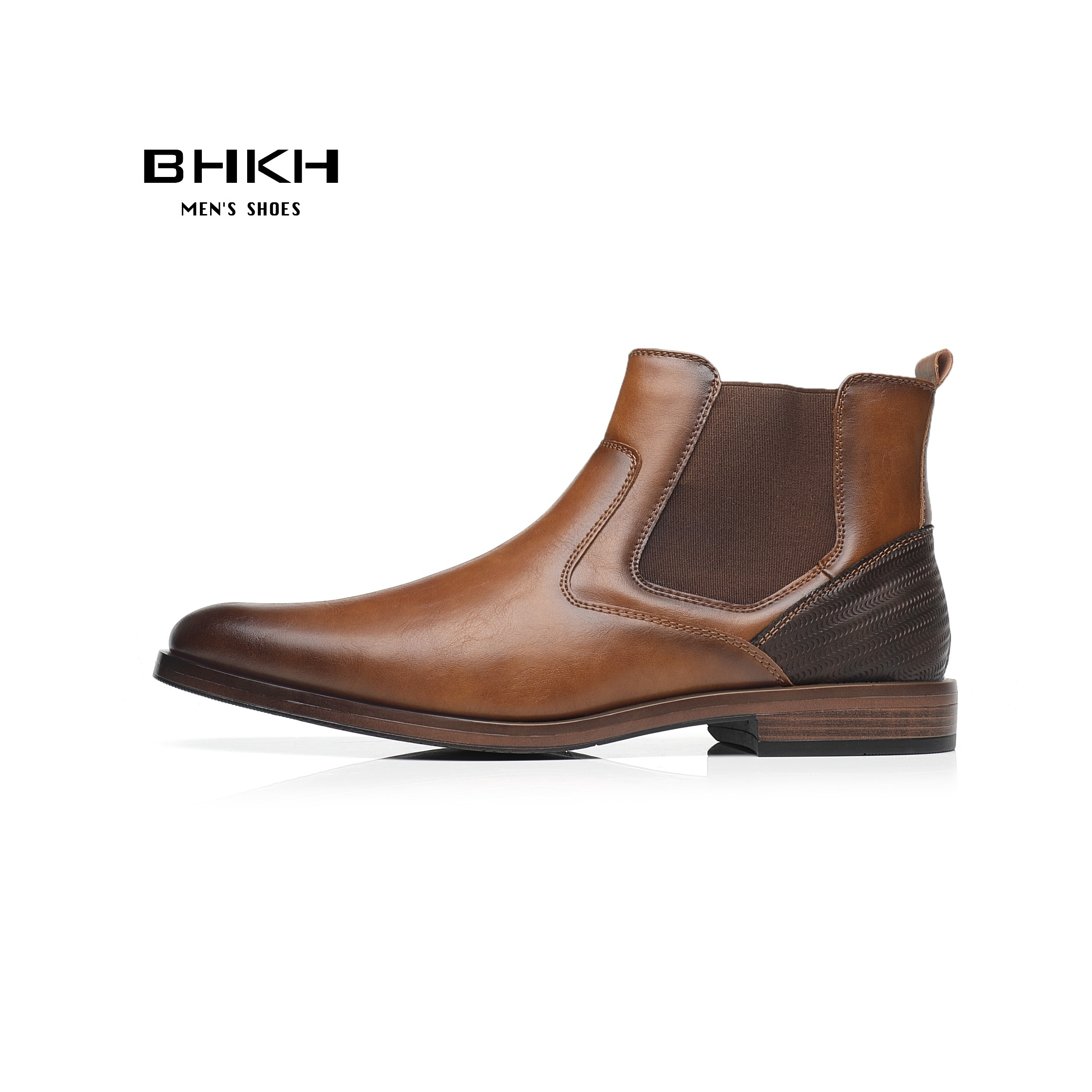 BHKH 2022 Men Chelsea Boots New Winter Men Boots Soft Leather Elastic Strap Ankle Boots Smart Formal Business Dress Shoes Man S