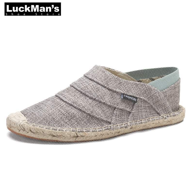 Men's Canvas Espadrilles, Casual Shoes Without Lace-up, Breathable, Handmade, Large Size 45