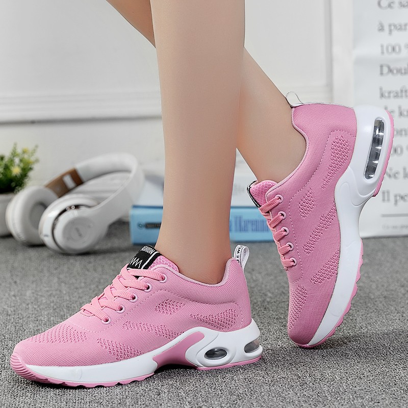 Fashion Women Lightweight Sneakers Outdoor Sports Breathable Mesh Comfort Running Shoes Air Cushion Lace Up