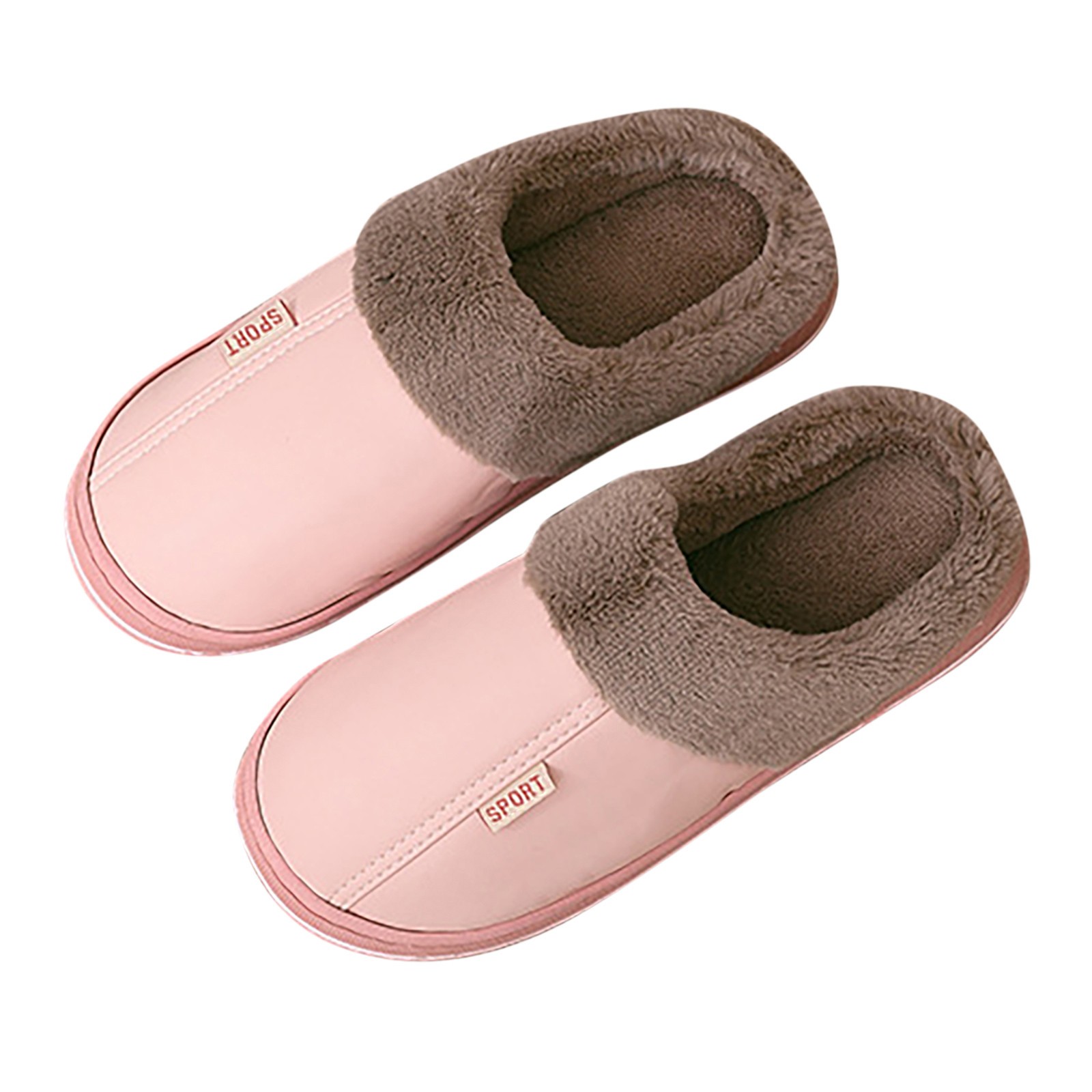 Slippers for women round toe flats plus velvet home indoor slippers for women comfortable winter warm plush non-slip shoes