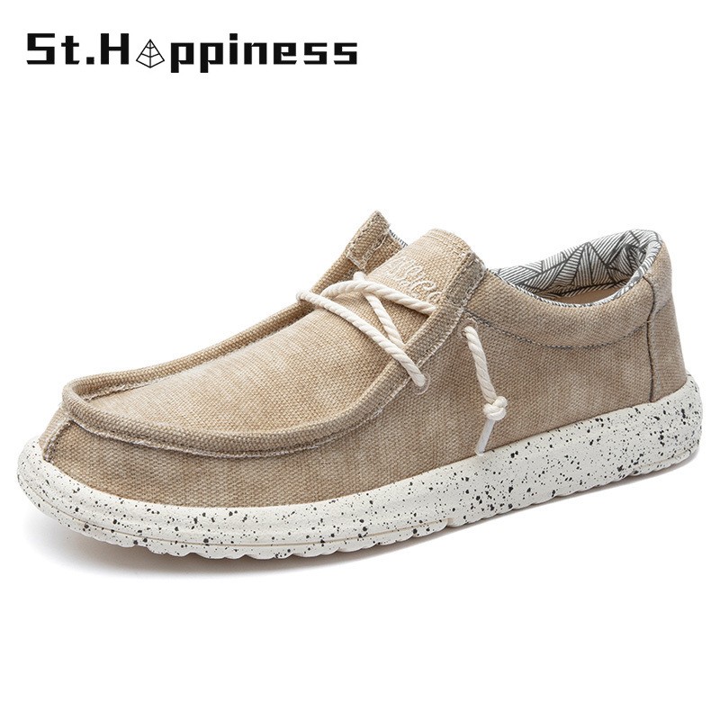 2022 New Summer Men Canvas Shoes Fashion Casual Soft Breathable Beach Shoes Lightweight Slip On Driving Loafers Plus Size 48