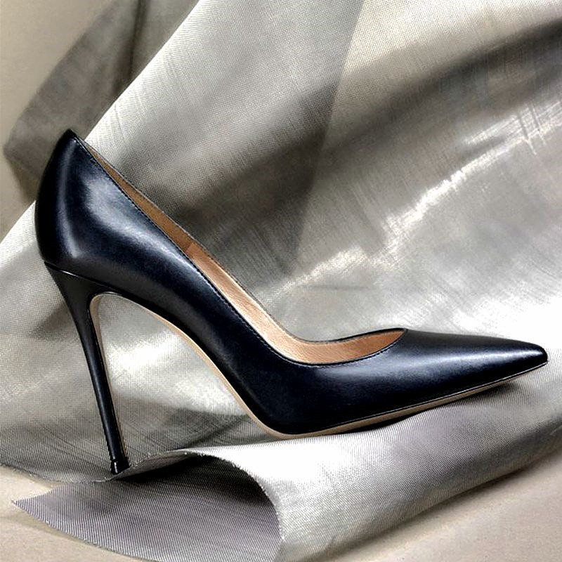 Classic Matte Black 12cm High Heel Shoes Woman Pumps Tacones Pointed Toe Stilettos Sexy Wedding Shoes qkob002 ROVICIYA