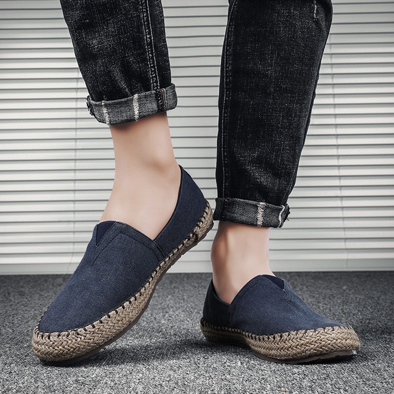 High Quality Men's Espadrilles Flat Canvas Shoes Hemp Loafers for Driving, 2020