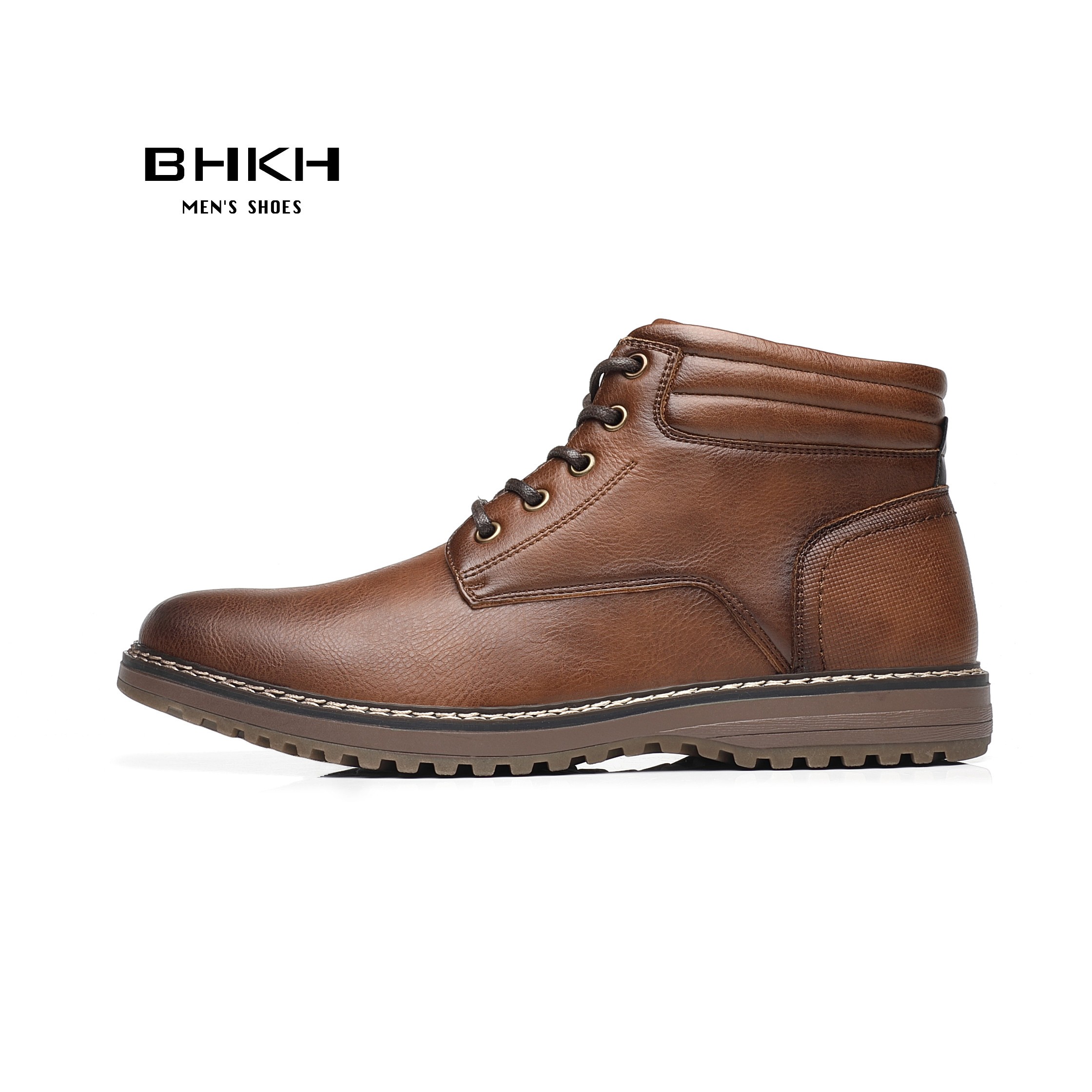 BHKH New Autumn Winter Men Boots Fashion Lace Up Winter Shoes Lightweight Smart Casual Shoes Comfortable Ankle Boots Office Work Casua