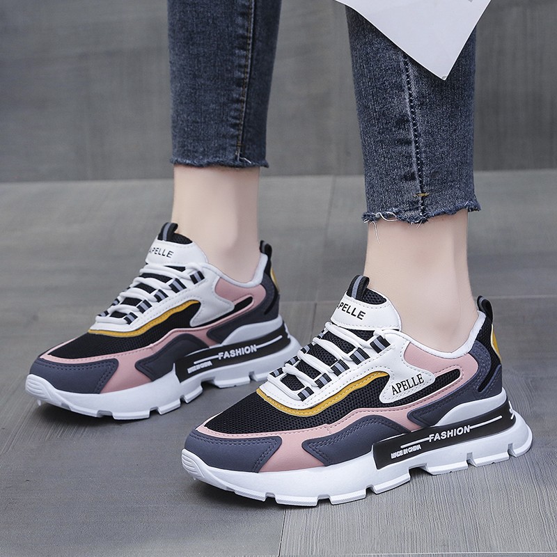 Lucyever 2021 New Women Breathable Sneaker Lace Up Walking Shoes Woman Sports Casual Falts Vulcanized Shoe Zapatos De Mujer