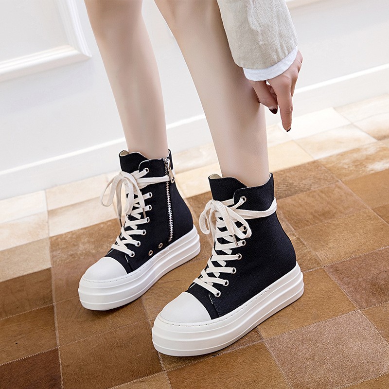 2022 New shoes women's side zipper lace-up height