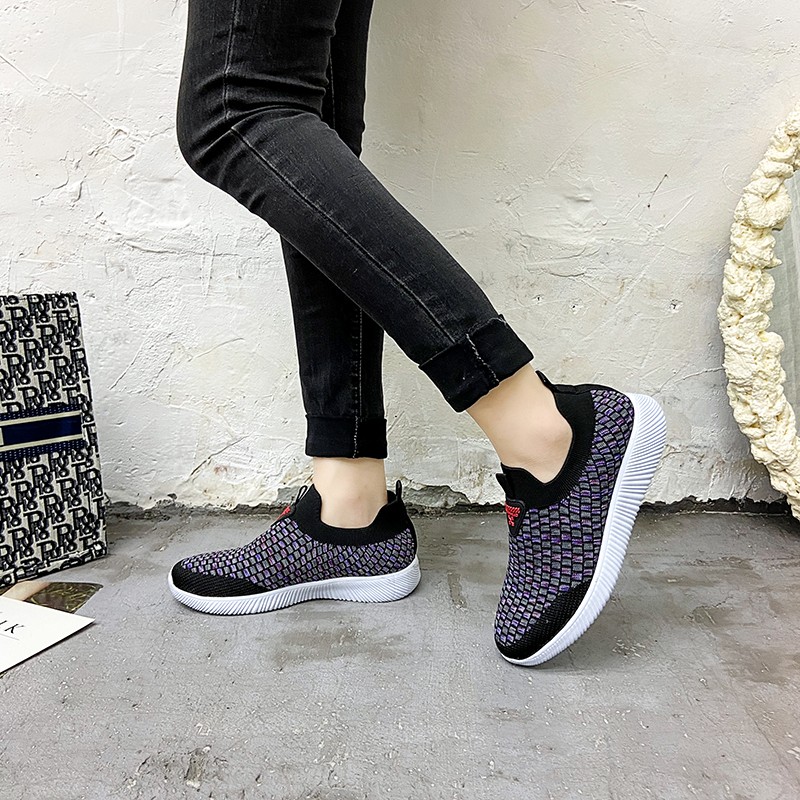 Women's casual classic breathable walking shoes women's fashion sports shoes fashion lightweight cotton shoes black fitness