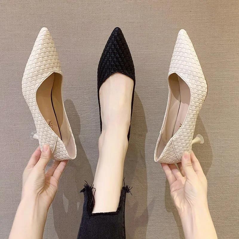 Women Pumps Fashion Office Lady Med Heels Shoes Woman Thin Heel Female Work Shoes Spring Autumn Pointed Single Shoes