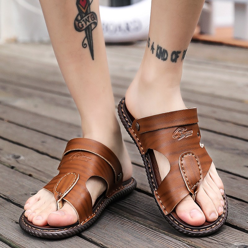 YEINSHAARS Summer New Style Men Leather Sandals Soft Bottom Leisure Men Shoes Sandals Recommend Zandalias Para Hombre Verano