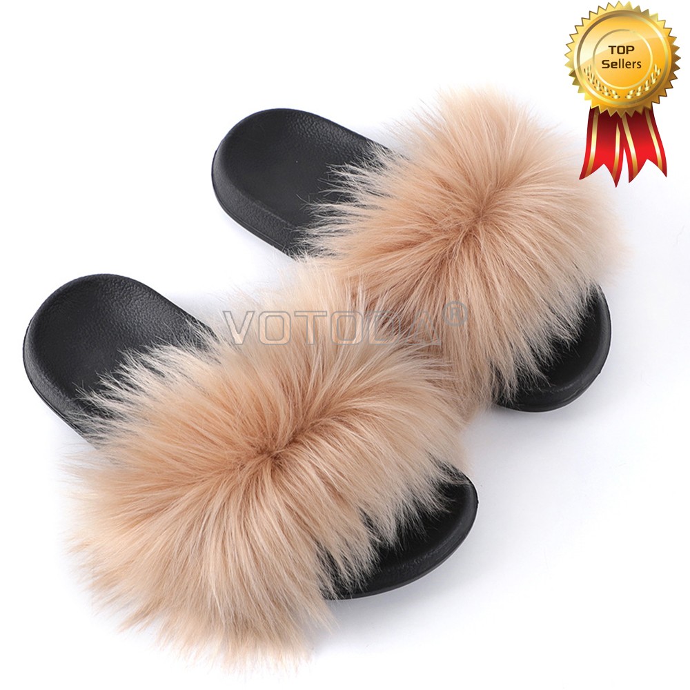 2022 New Summer Slippers Women Fuzzy Slides Fluffy Faux Fur Slippers Flat Furry Sandal Fashion Fur Flip Flop Amazing Woman Shoes