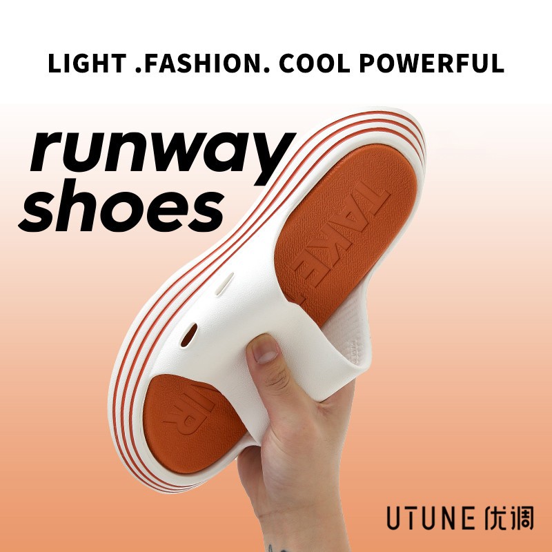 UTUNE Outdoor Women Summer Shoes Runway Slippers Outside EVA Men Beach Slides Soft Thick Sole Non-slip Sandals Indoor Bathroom