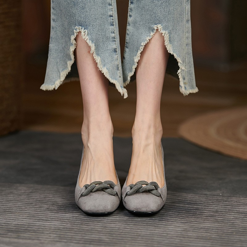 2022 new women's pumps natural leather shoes 22-24.5cm sheep suede upper shoes woman full leather high heels casual shoes