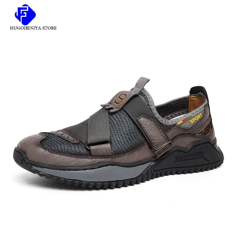 2022 New Summer Men's Mesh Sandals Outdoor Casual Non Slip Sandals Fashion Genuine Leather Handmade Beach Sandals BIg Size