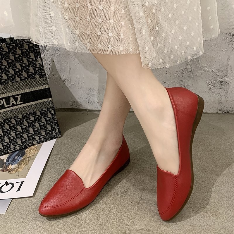 Spring new simple pointed toe Korean women's shoes fashion street breathable lightweight pregnant women comfortable flat shoes