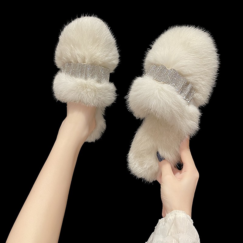 Cute indoor slippers baotou cotton slippers women's shoes