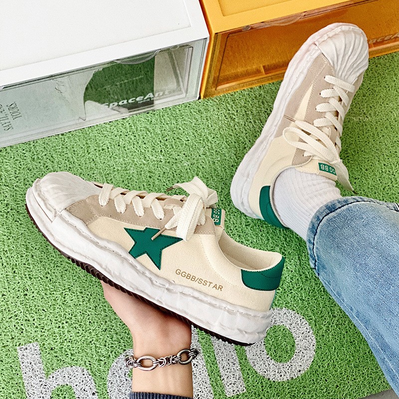 Fashion Men Canvas Casual Sneakers Korea INS Retro Dissolving Sneakers Big Head Male Ulzzang Comfortable Thick Soled Shoes