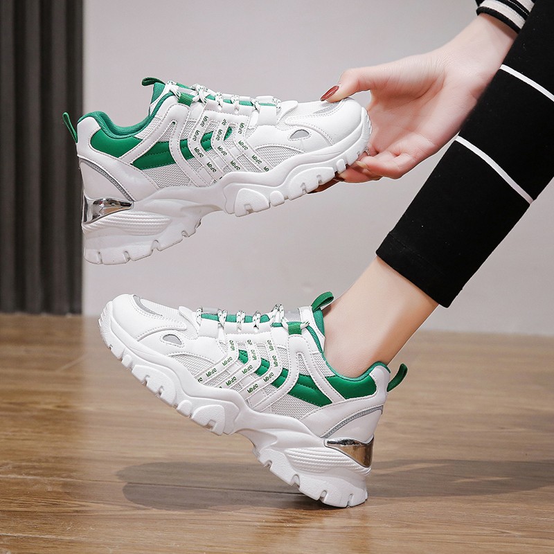 Rimocy 2022 Spring Women Platform Shoes Breathable Mesh Chunky Sneakers Women Spring Autumn Thick Bottom Lace Up Casual Shoes