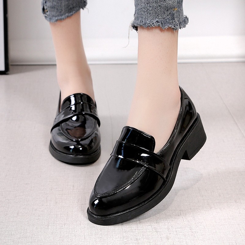 JMPRS Simple Patent Leather Loafers For Women 2022 Spring Autumn Slip On Flats Woman Solid Color Soft Sole Casual Shoes