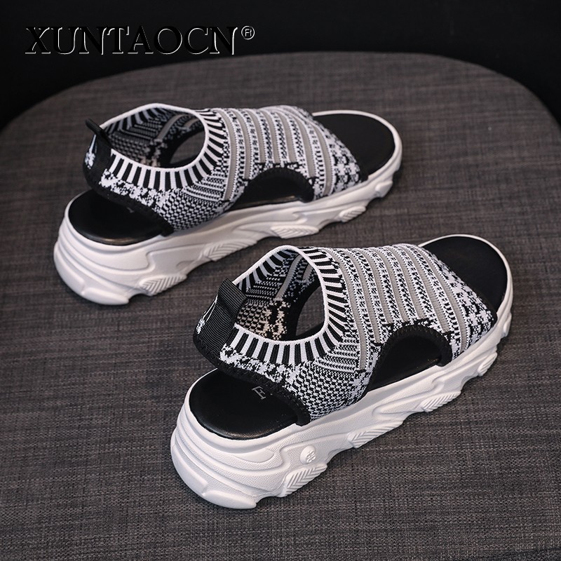 women sandals wedges shoes summer platform sandals shoes women female slip on peep toe knitted ladies casual sneakers 2022