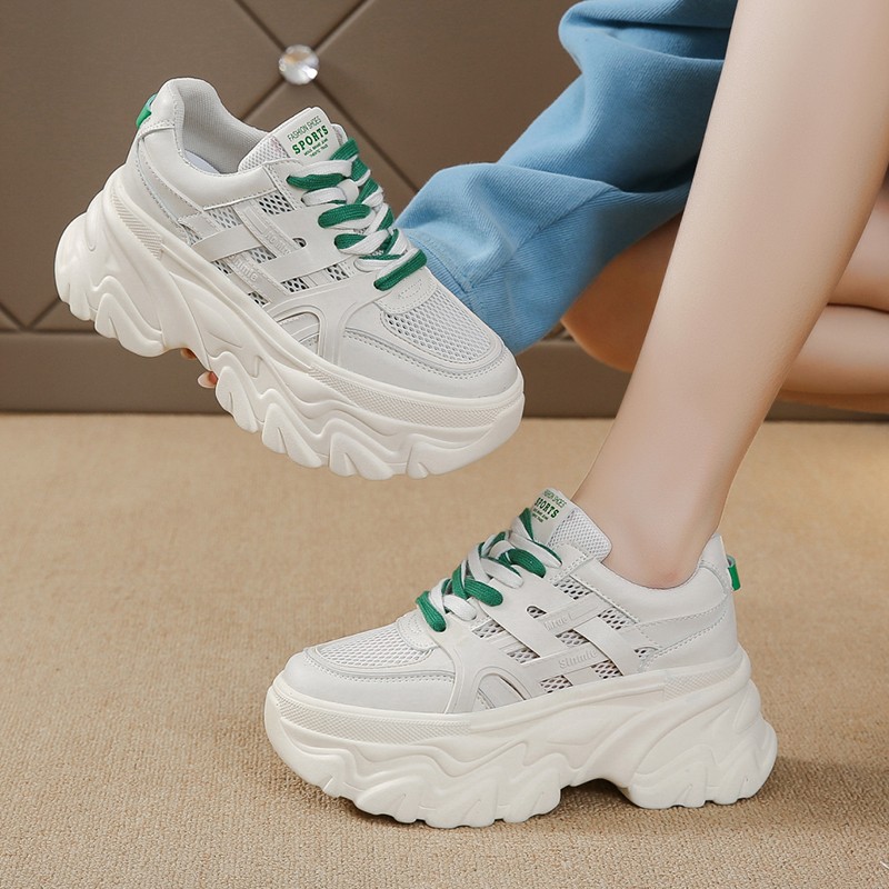 Lucifer Breathable Mesh Chunky Sneakers Women 2022 Comfortable Thick Bottom Vulcanized Shoes Woman Mixed Color Platform Shoes Mujer