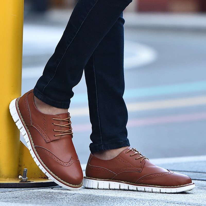 Men's Genuine Leather Moccasin Shoes Casual Flat Breathable Formal Business Shoes Large 47 48