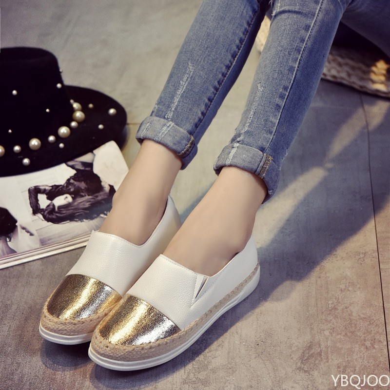 Women flat shoes shallow loafers slip on summer autumn fashion platform round toe sweet casual flat comfortable