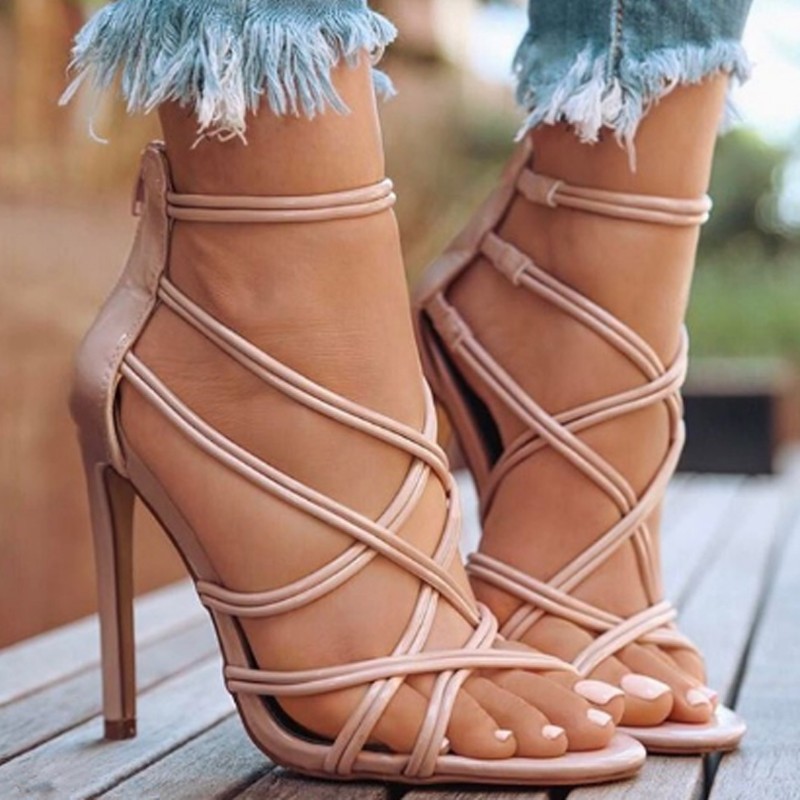 Platform sandals summer dress shoes women high heels thin ankle strap ladies wedding gladiator sandals chausiras femme