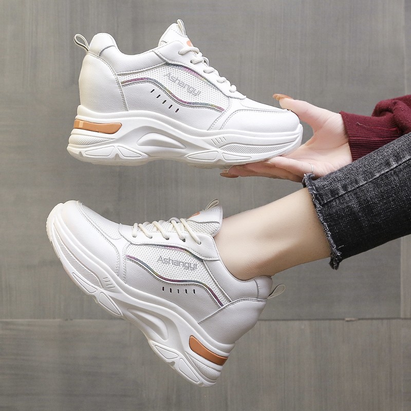 Rimocy 2022 New Fashion Women Chunky Sneakers PU Leather Platform White Shoes Woman Spring Autumn Thick Bottom Female Trainers