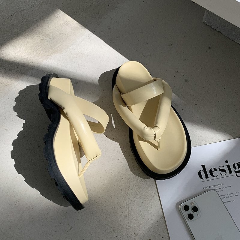 2021 new clip toe thick platform slippers women casual strap summer beach flip flops woman non-slip outdoor rome sandals