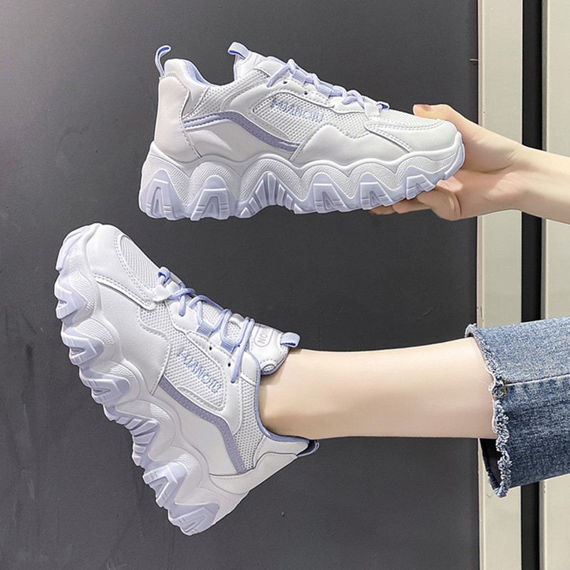 Rimocy Thick Bottom Women Sneakers Fashion 2021 Autumn Chunky Platform Casual Shoes Woman Comfortable Non-slip Vulcanize Shoes