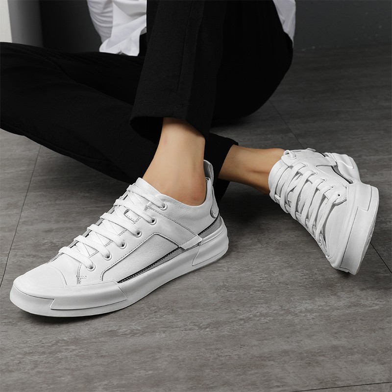 Men White Sneakers Men Casual Shoes Leather Handmade Breathable Mens Shoes Luxury Brand Mens Loafers Moccasins Adults