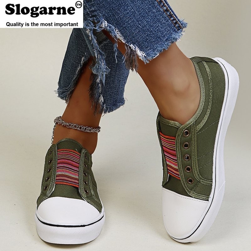 Trainers Canvas Flat Shoes Women Running Shoes Vulcanizing New Women Spring Autumn Sneakers Ladies Casual Sneakers Big Size 43