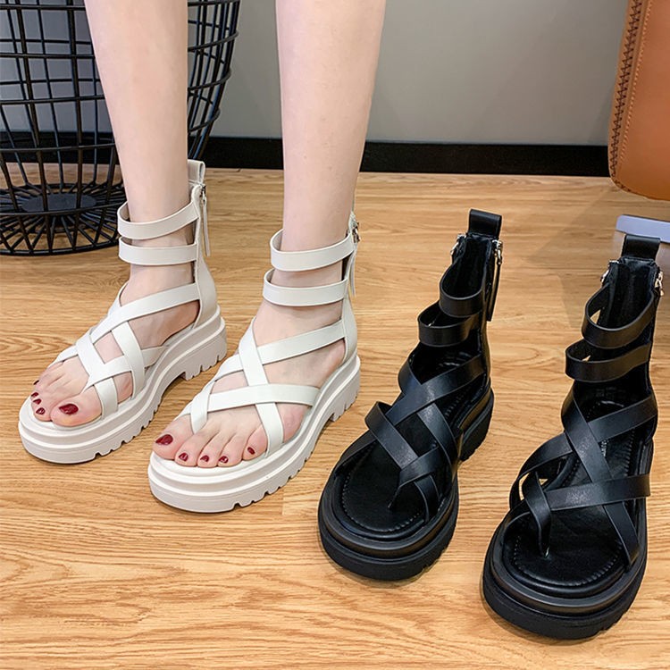 Women 2021 new cool women's shoes spring and summer versatile hollow out thick-soled Roman shoes fashion beach sandals