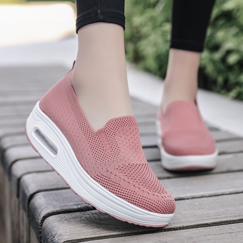 Ladies Air Cushion Shoes Lazy Comfortable Shock Absorbing Sneaker Soft Sole Breathable Casual Outdoor Shoes