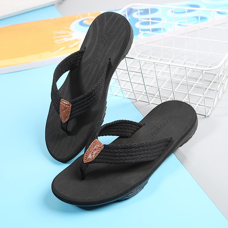 men summer flip flops beach sandals anti-slip casual flat shoes patchwork slippers home slippers for men