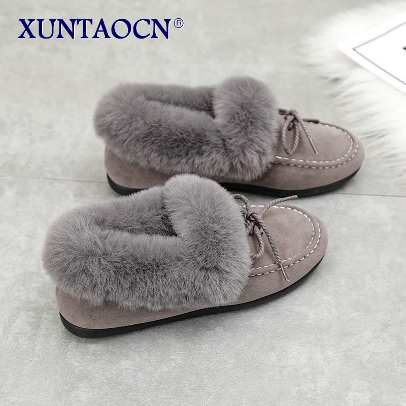 Winter Warm Brand Women Flat Sneakers Winter Plush Fur Female Loafers Faux Fur Female Casual Shoes Flats