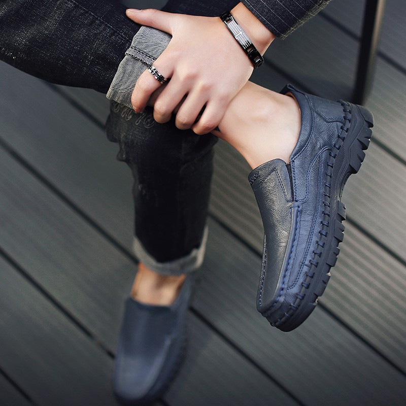 High Quality Genuine Leather Casual Shoes Brand Men Shoes Comfort Breathable Slip On Soft Driving Shoes Big Size 48