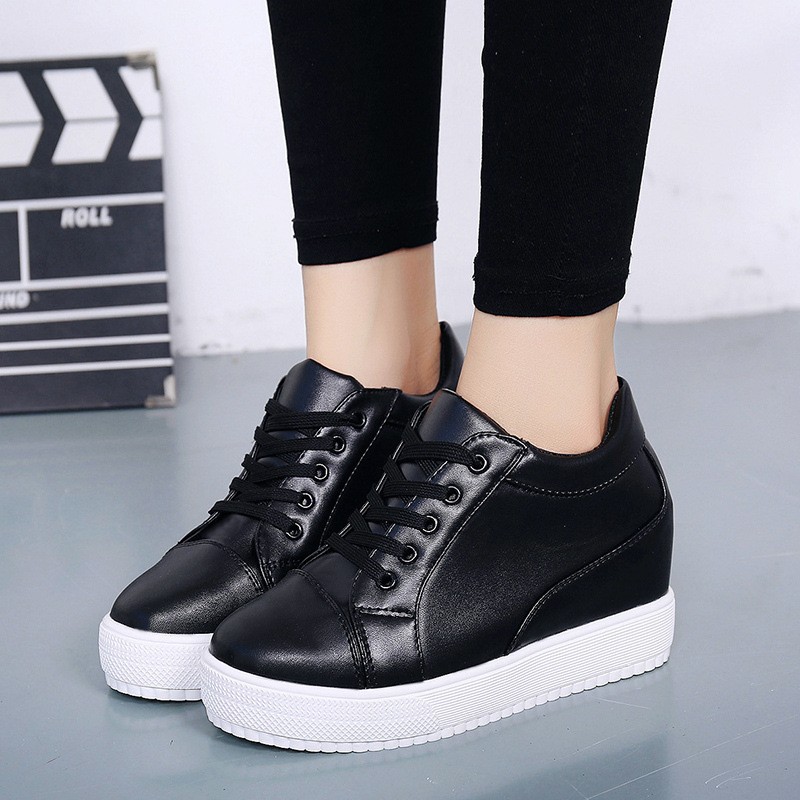 New white hidden wedge heels sneakers casual shoes woman high platform shoes women high heels wedges shoes for women