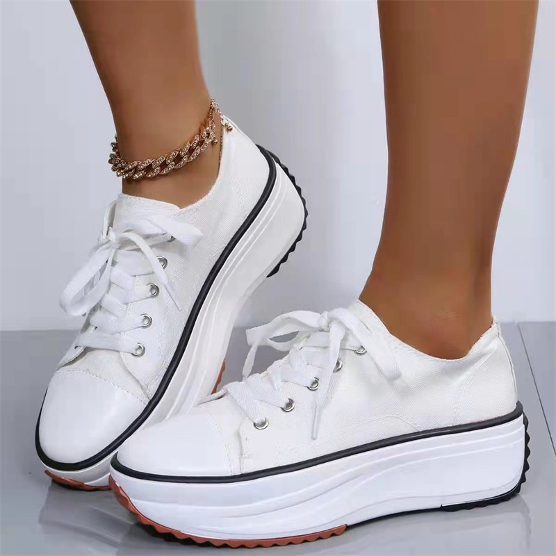 Rimocy Leopard Canvas Platform Sneakers Women Plus Size 43 Thick Sole Sports Shoes Woman 2022 Spring Autumn Lace Up Casual Shoes