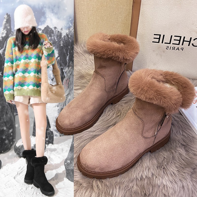 Ladies Snow Boots 2021 Winter New Style Plus Velvet Thick Plush Keep Warm Martin Boots For Women Plus Size Ankel Boots Fur Socks