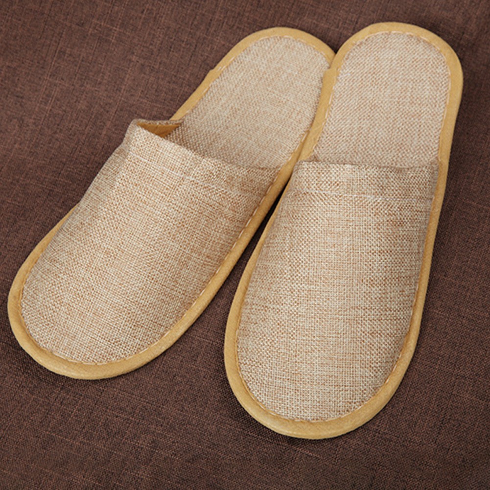 5 Pairs Home Guest Casual Disposable Adult Anti-slip Accommodation Linen Soft Slippers Travel Hotel Gift Unisex Spa Comfortable