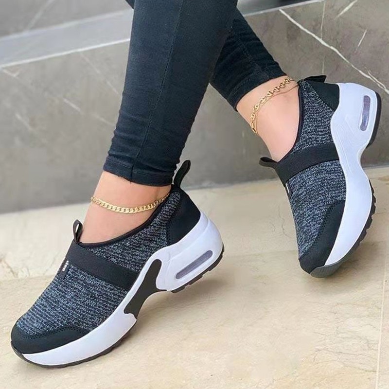 Lucifer Autumn Knitted Platform Sneakers Woman 2021 Breathable Mesh Slip-on Casual Running Shoes Ladies Sock Shoes Plus Size 43