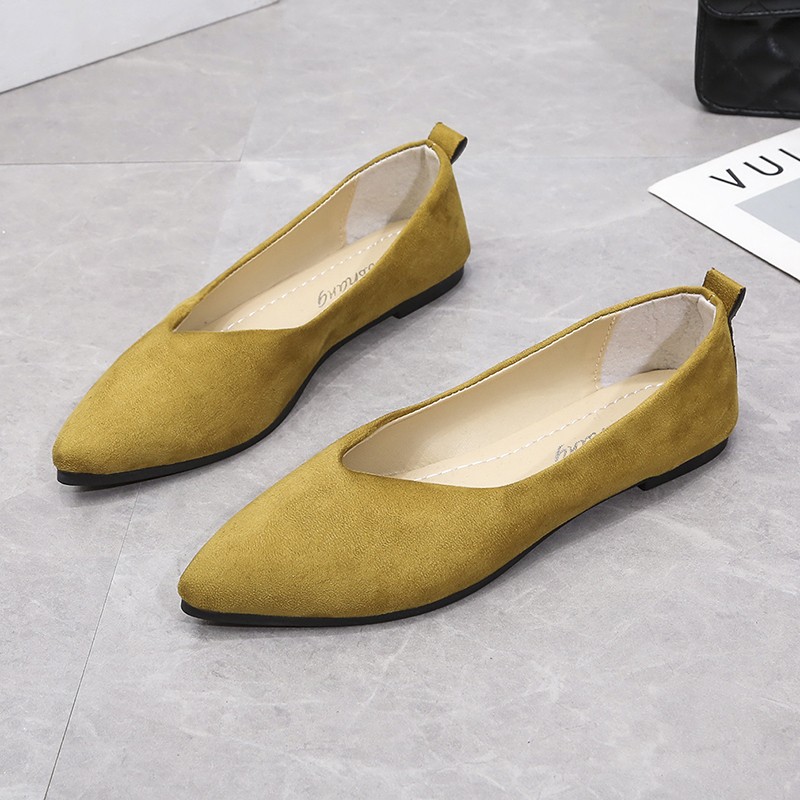 Slip On Women Flats Shoes Candy Color Pointed Toe Female Loafers Large Size Shoes Women Spring Flock Ladies Ballet Flats