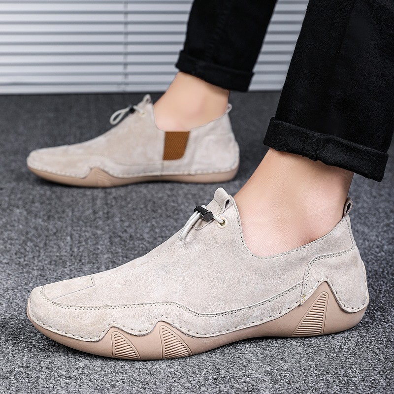 Hot summer new men's genuine leather loafers business shoes fashion casual soft non-slip driving shoes breathable non-slip shoes