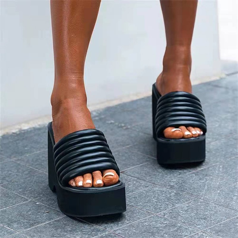 platform flip flops women ultra high waterproof table summer slippers 2022 new wedges fashion slides catwalk street shot sandals